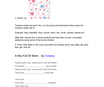 Song Worksheet: A Sky Full of Stars by Coldplay