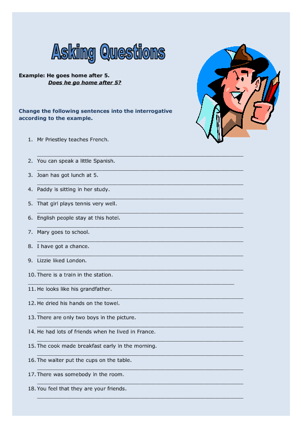 worksheet about questions