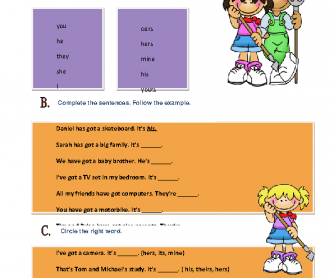 Possessive Pronouns Elementary Worksheet