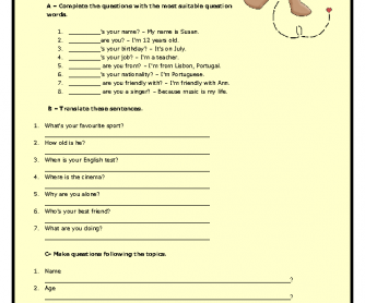 Wh- Question Words Elementary Worksheet II