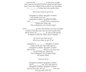 Song Worksheet: Confessions of a Broken Heart by Lindsay Lohan