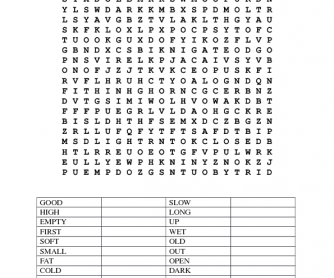 Opposites Wordsearch