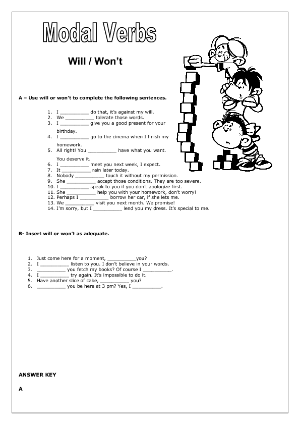 exercise for modal verbs