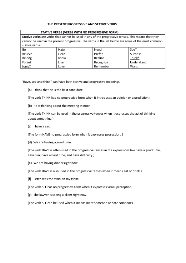 stative verbs