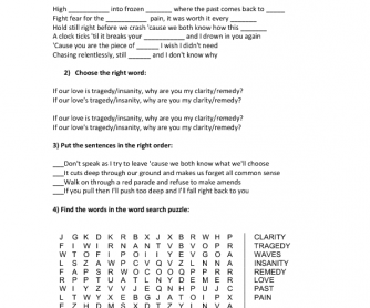 Song Worksheet: Clarity by Zedd Feat Foxes