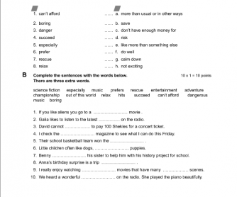 Vocabulary Quiz for Unit 1A - New Mosaic