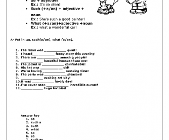 Exclamatory Sentences: So+ Adjective Worksheet