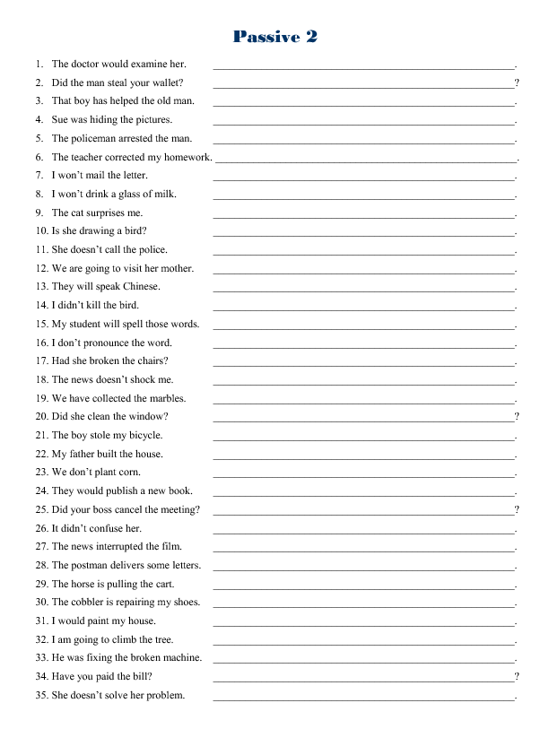 Passive Tense Exercises