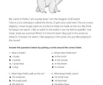 Poldo the Polar Bear - Reading Comprehension