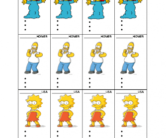 Personality and Appearance Adjectives Quartets Game - The Simpsons