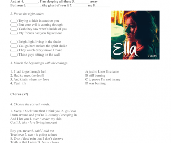 Song Worksheet: Ghost by Ella Henderson