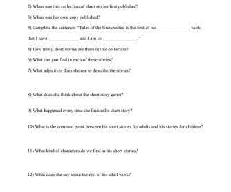 Movie Worksheet: A Review of "Tales of the Unexpected", by Roald Dahl