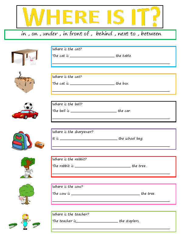 Where where they read and complete. Предлоги Worksheets. Предлог in Worksheets. In on under в английском языке Worksheets. Предлоги Worksheets for Kids.