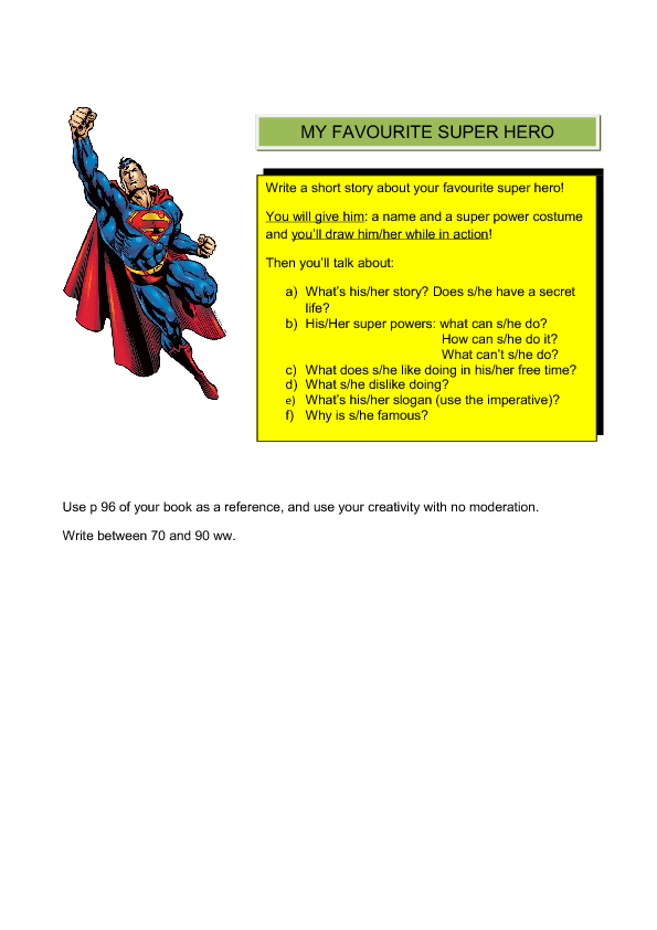 worksheet teacher super My Favourite Superhero