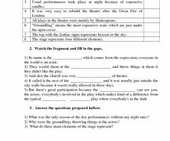 Movie Worksheet: The Globe Theatre in London