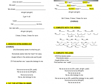 Song Worksheet: Steal My Girl by One Direction