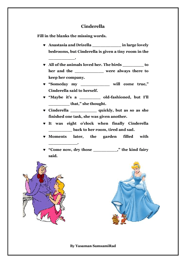 Movie Worksheet: Disney Cinderella Storybook