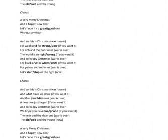 Song Worksheet: Happy Xmas by John Lennon