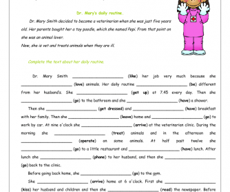 Present Simple and Daily Routines Worksheet