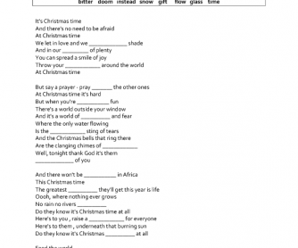 Song Worksheet: Do They Know It's Christmas Time by Band Aid