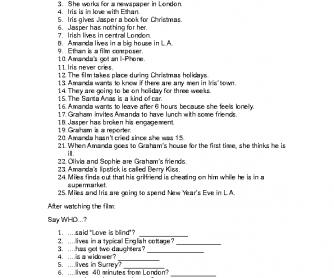 Movie Worksheet: The Holiday