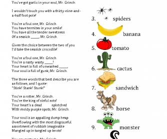 Song Worksheet: Grinch Song ( Dr. Seuss)