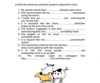 Subjunctive Mood Worksheet