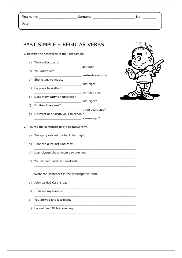 Past Simple Regular Verbs Worksheet