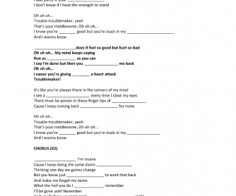 Song Worksheet: Troublemaker by Olly Murs