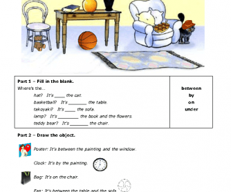 worksheet kindergarten position Writing Drawing and [PDF]  Place of Prepositions