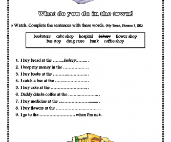 Movie Worksheet: Places, Town Phrases