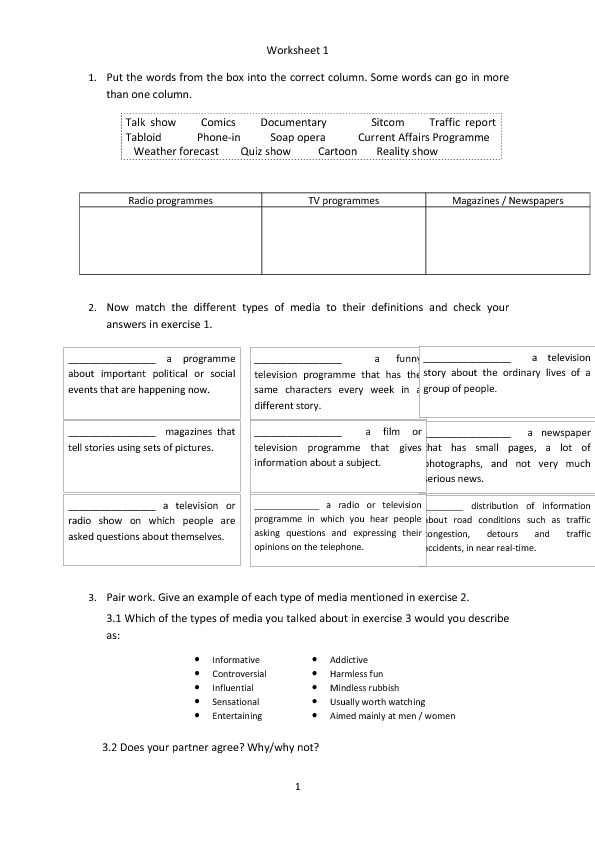 Media exercises. Media Worksheets. Types of Media Worksheets. Types of Mass Media Worksheets. Mass Media Worksheets.