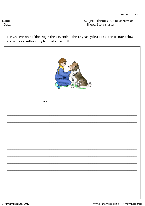 grade worksheets free for 1 handwriting (Year New  of Dog)  Year the Exercise Creative Writing Chinese