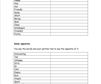 Adjectives - Opposites Game