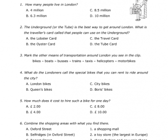 Movie Worksheet: The Ultimate London Travel Guide