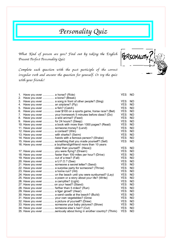 Personality Quiz Printable