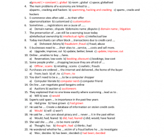 vocabulary sheet the of week (Keys) Commerce E