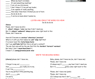 Song Worksheet: Please Don´t Leave Me