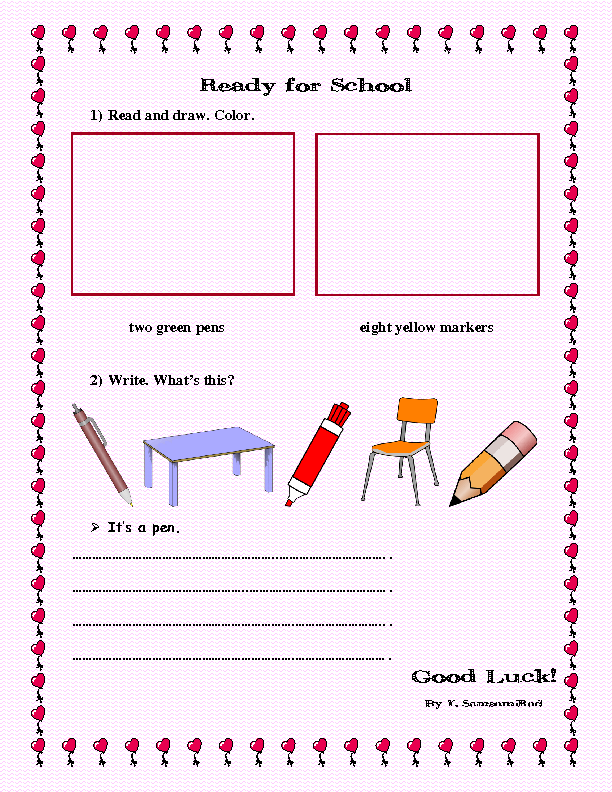 Read draw and write. Школа Worksheet. My School Worksheets. My writing задание. Read, write and Colour школьные принадлежности.