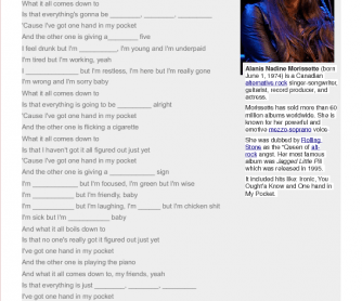 Song Worksheet: Hand in My Pocket by Alanis (Adjectives)