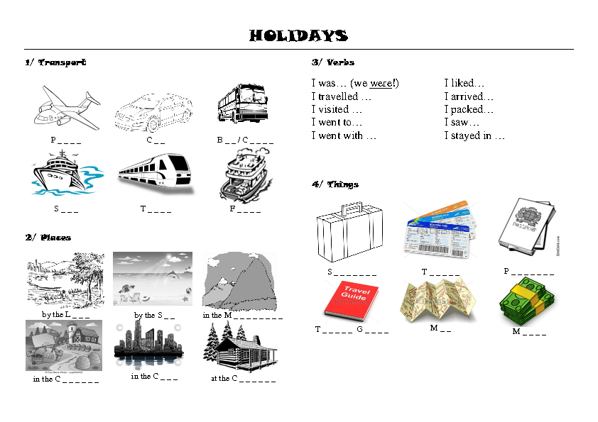 simple holidays worksheet