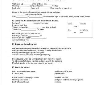 Song Worksheet: I'm Yours by Jason Mraz