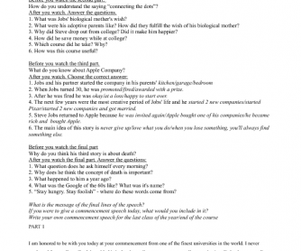 Movie Worksheet: Stay Hungry. Stay Foolish (Steve Jobs' Commencement Speech)