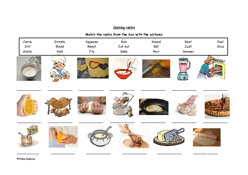 cooking verbs activities