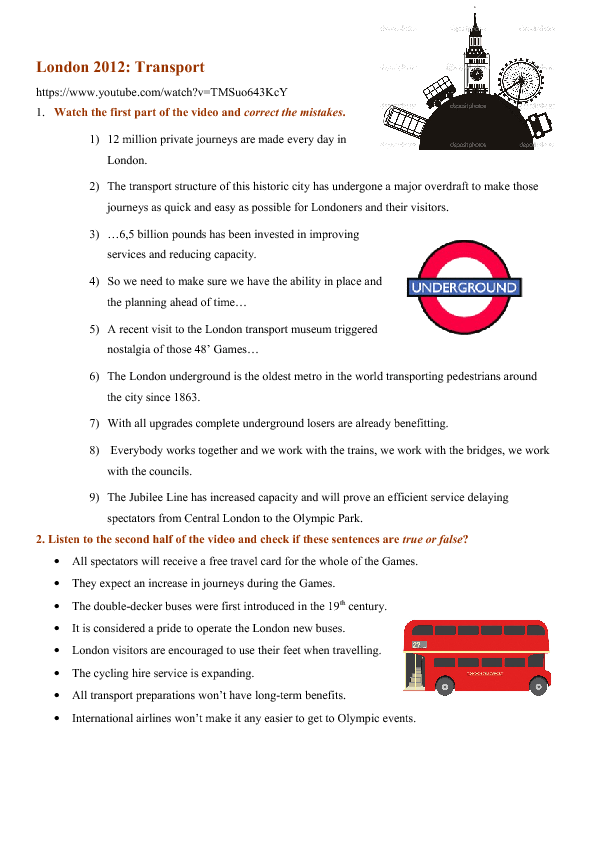 worksheets free 1 for caps grade London in Transport Worksheet: Movie