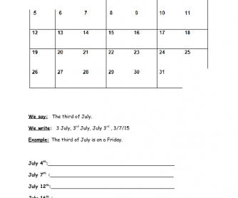 Dates and Days of the Week