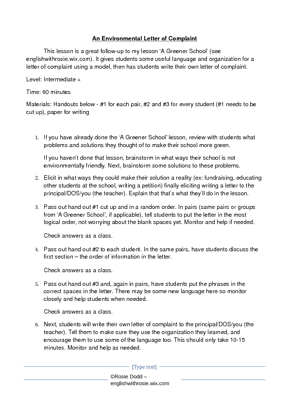 letter to mobile complaint 3 Environmental of Letter Complaint