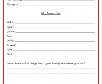 tell me about yourself worksheet