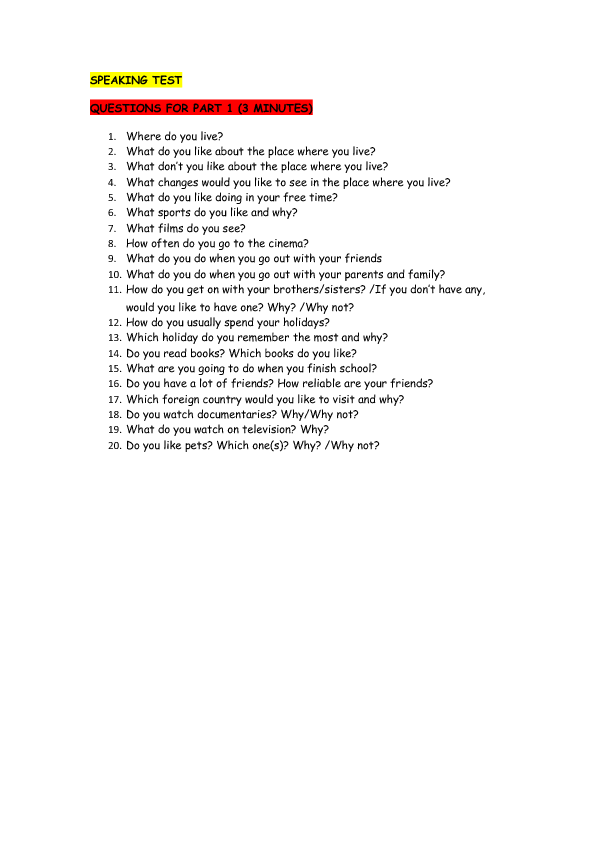 Pet speaking 1. FCE speaking Part 1. FCE speaking Part 1 questions. IELTS speaking Part 1 questions. Speaking questions for Part 1.