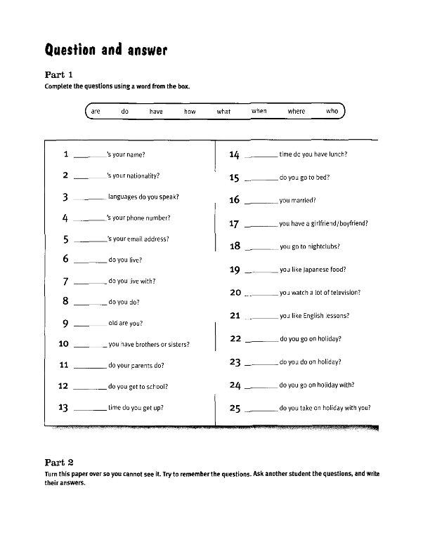 Questions to get to know each other